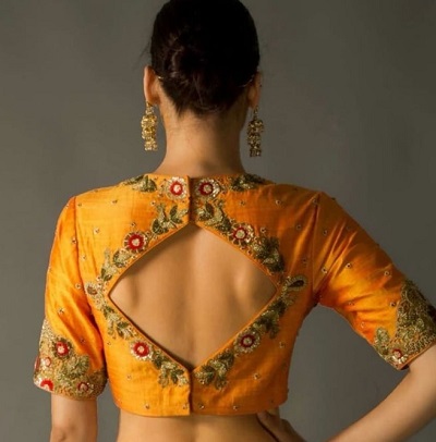 Bridal yellow back design idea For silk blouse
