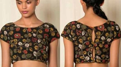 Cotton boat neckline blouse design