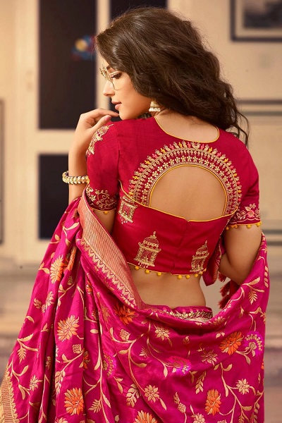 Designer Back Neckline Red Lehenga Blouse