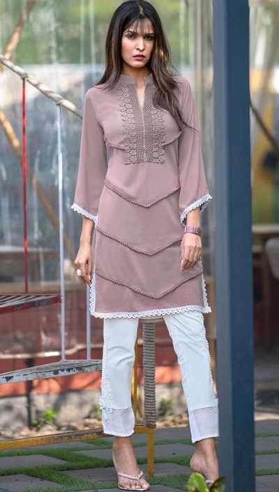 Designer short kurti with trouser pants