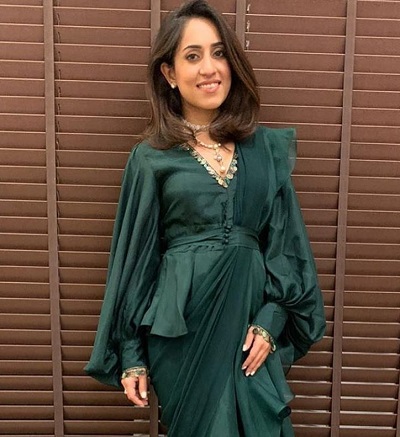 Emerald Green V-Neckline Peplum Blouse For Saree