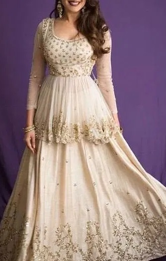 Golden Peplum Lehenga Blouse With Chiffon And Silk Fabric