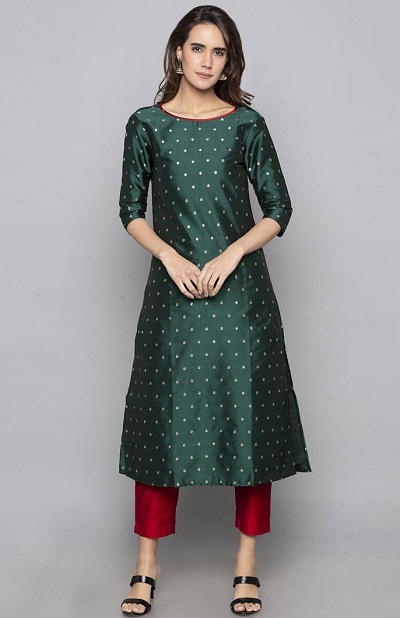 Green Kurta With Red Trousers