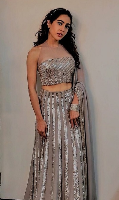 Halter Style Grey Sequin Lehenga Blouse