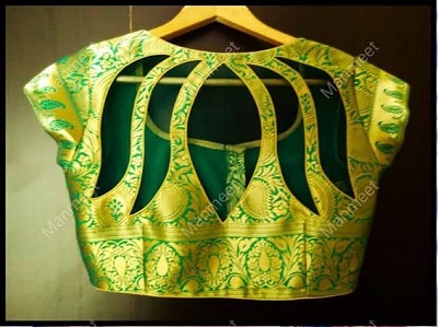 Lotus pattern cut at back blouse