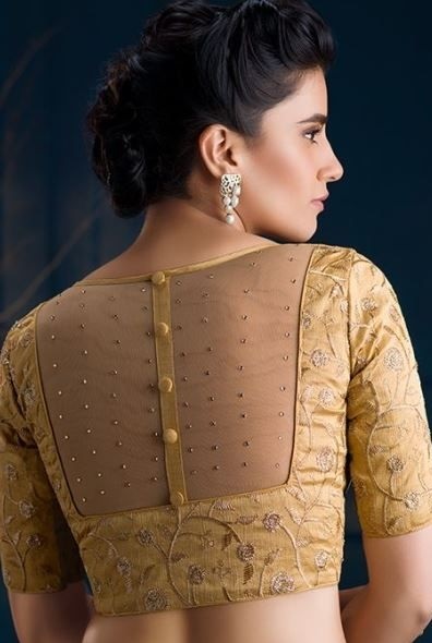 Net and silk back side design for silk blouse