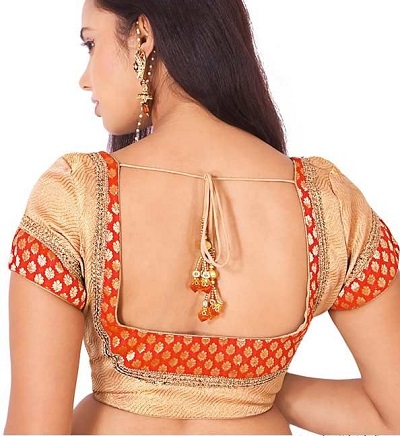 Patchwork back side design for silk blouse