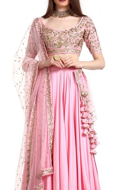 Pink Lehenga Blouse With Sequin And Gota Work