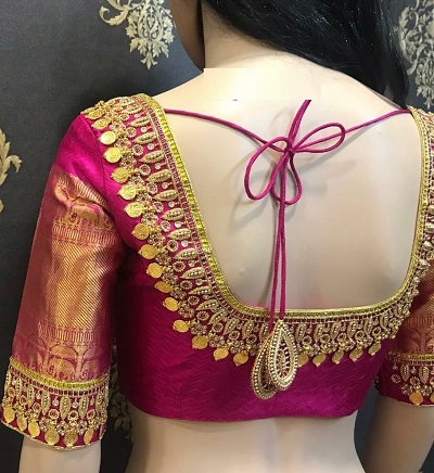 Silk blouse with heavy embroidery at the back