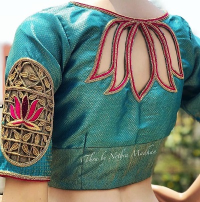 Silk blouse with lotus pattern cut