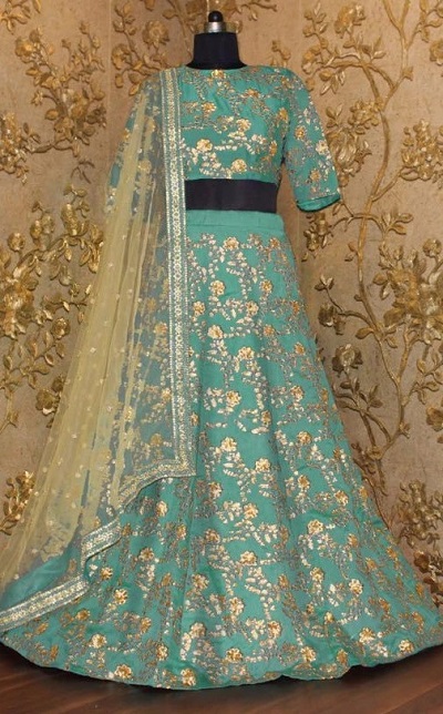 Stylish Embroidered Silk Lehenga Blouse