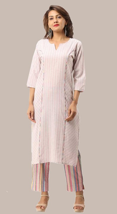 Stylish kurta with vertical printed trouser pants