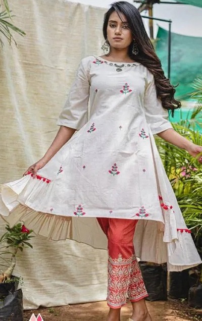 Umbrella short kurta with embroidered pant