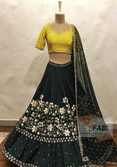 Yellow Embellished Silk blouse for lehenga