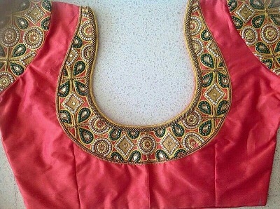 Aari And Maggam Work Patch Work Blouse