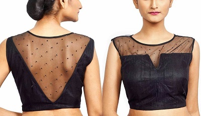 Attractive Net and Black Art Silk Blouse Design