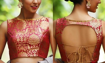Backless Blouse Design with Princess Cut