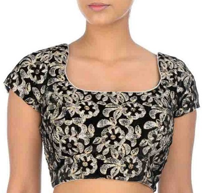 Black Silk Blouse Design For Cotton Silk Saree