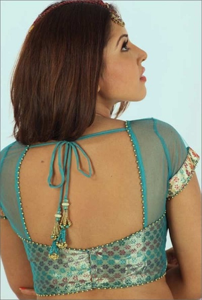 Chanderi And Net Pack Style Blouse Pattern