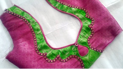 Chanderi Silk Blouse With Patch Work Design