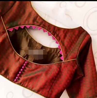 Designer back neckline for saree blouse