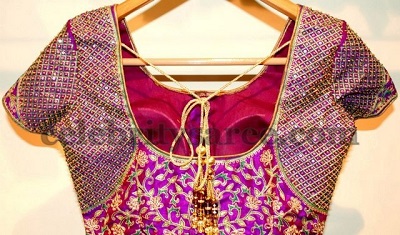 Embellished Silk Saree Blouse With Shoulder String