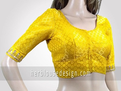 Embellished Silk Saree Blouse With Stone Work