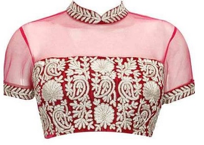 High Neck Collar Front Neckline Velvet Blouse