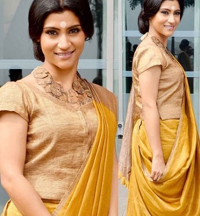 Khadi Silk long blouse design with short sleeves