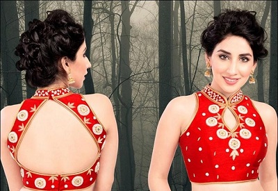 Latest Halter Style Collared Back and Front Blouse Design