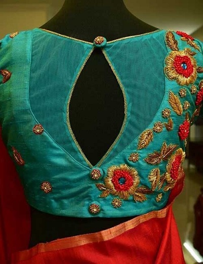 Net And Embroidery Patch Work Blouse For Brides