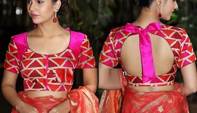 Party Wear Blouse Design with Back Bow Pattern