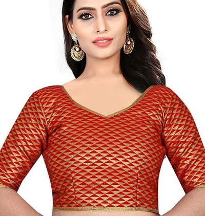 Red and Gold Fancy Blouse Pattern