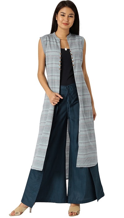 Shrug with short kurti plazo style