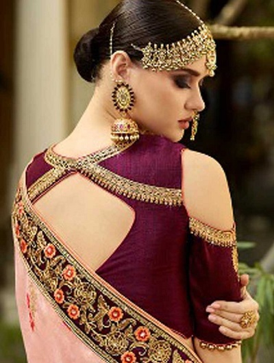 Silk Blouse With Gold Border Work