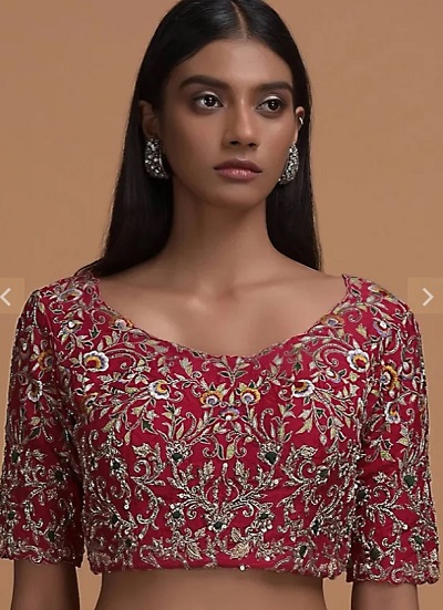 Silk heavily embroidered blouse design