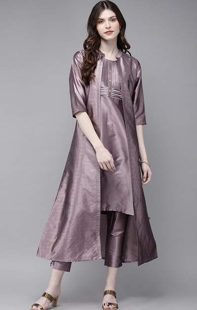 Silk violet kurta dress with trouser