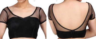 Simple Black Blouse Design Front and Back Side