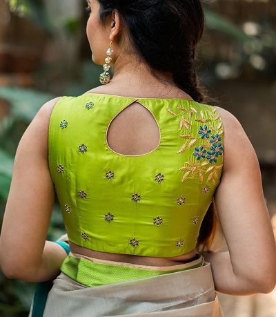 Sleeveless Stylish Cotton Silk Saree Blouse Design