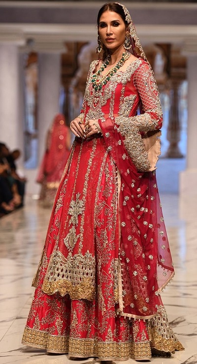 Stylish Long Kurta With Red Lehenga For Bridal Affair