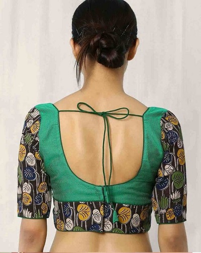Stylish Printed Cotton Patchwork Blouse For Daily Sarees
