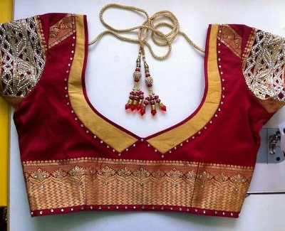 Stylish Silk Maroon Blouse For Brides