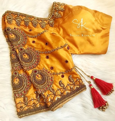 Yellow Silk Heavy Embroidered Bridal Blouse