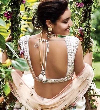 Backless Blouse With Embroidered Pattern