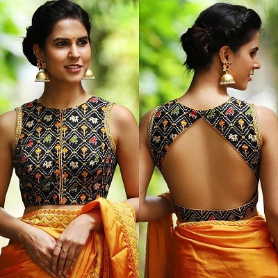 Inverted Triangle Shape Cut At The Back Blouse Pattern