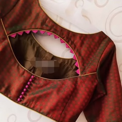Semicircular Cut Work With Buttons Blouse Pattern