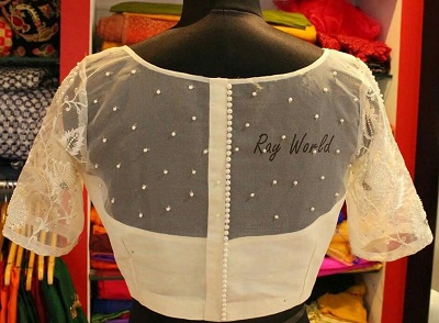 Simple net and silk blouse design