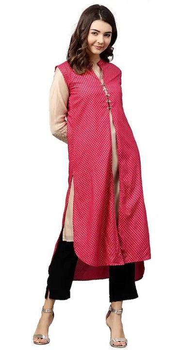 Sleeveless formal shrug kurta with trousers