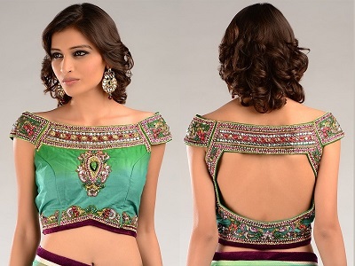 Stylish Backless Saree Blouse With Heavy Embroidery