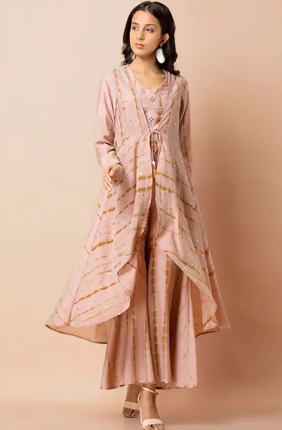 Stylish cascading shrug with shorter kurta